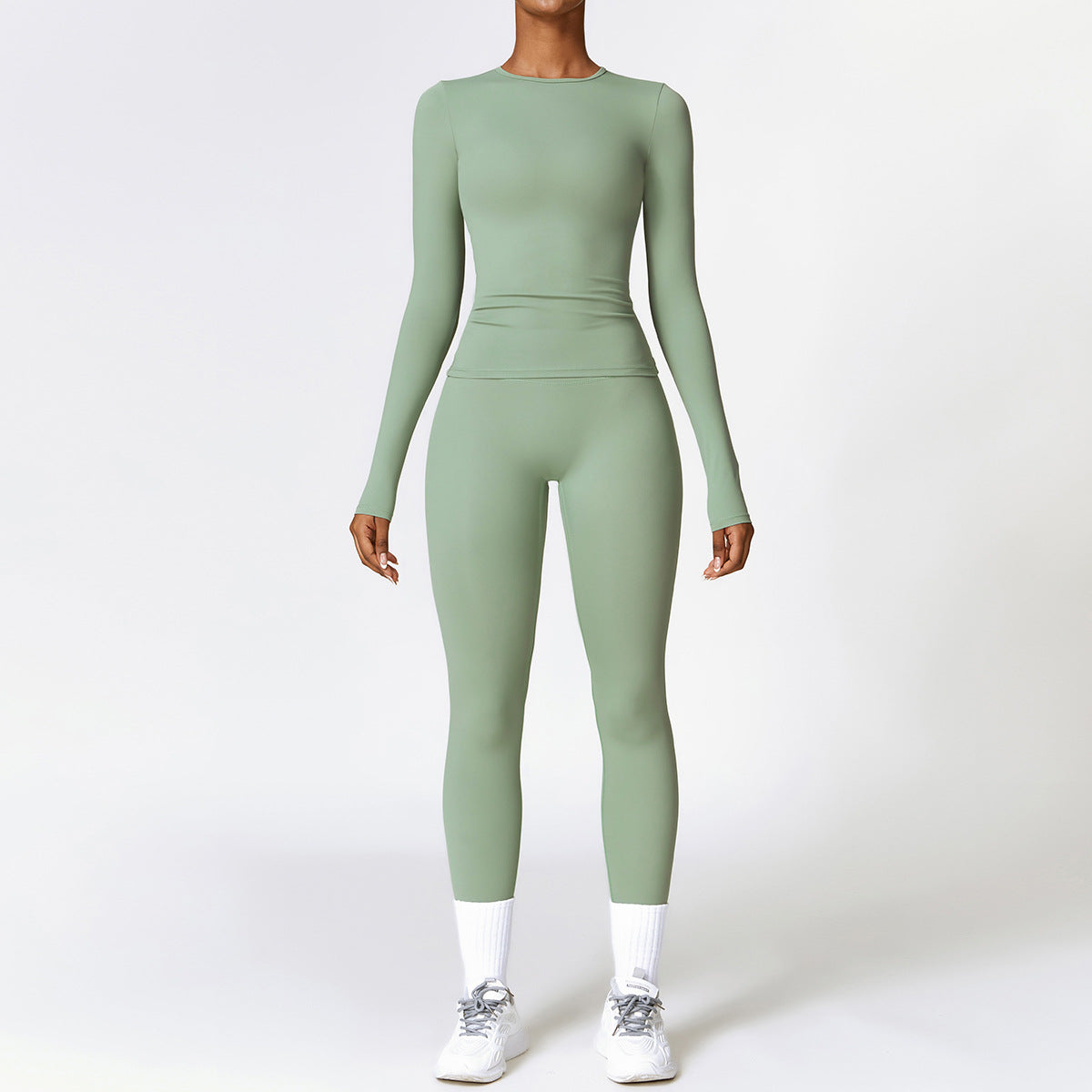 Tight-fitting Brushed Yoga Suit Quick-drying Fitness Clothes  Fitness Long Sleeve Tracksuits  High Waist Leggings Yoga Set