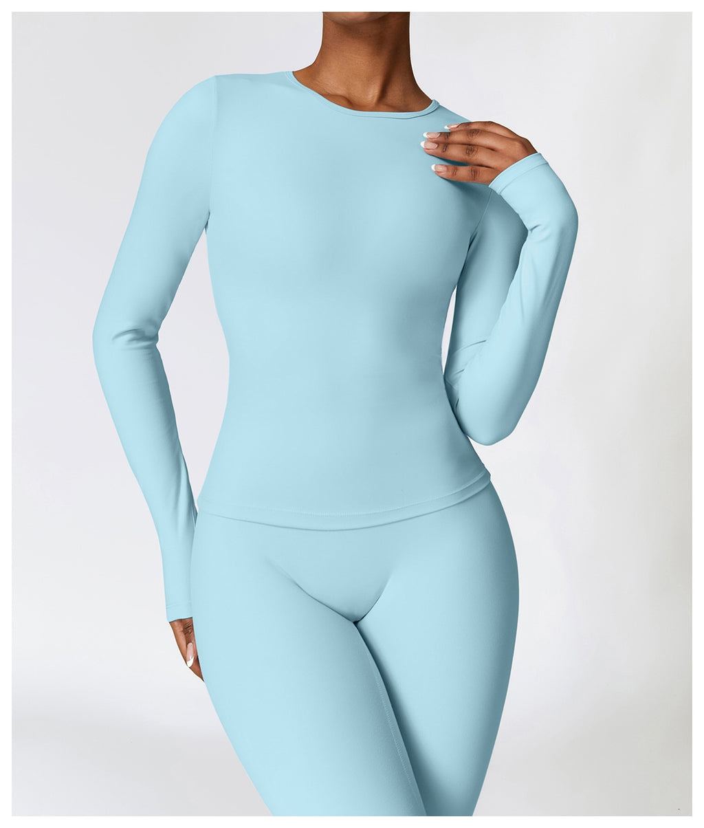 Tight-fitting Brushed Yoga Suit Quick-drying Fitness Clothes  Fitness Long Sleeve Tracksuits  High Waist Leggings Yoga Set