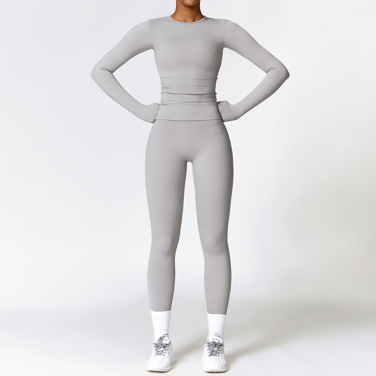 Tight-fitting Brushed Yoga Suit Quick-drying Fitness Clothes  Fitness Long Sleeve Tracksuits  High Waist Leggings Yoga Set