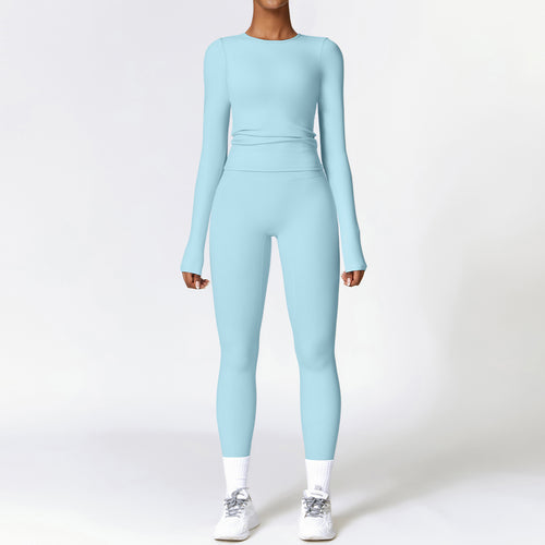 Tight-fitting Brushed Yoga Suit Quick-drying Fitness Clothes  Fitness Long Sleeve Tracksuits  High Waist Leggings Yoga Set