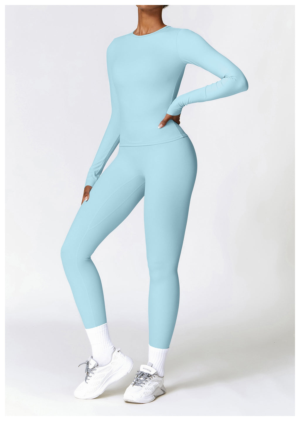 Tight-fitting Brushed Yoga Suit Quick-drying Fitness Clothes  Fitness Long Sleeve Tracksuits  High Waist Leggings Yoga Set